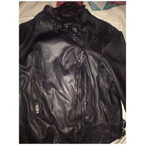 Black Muubaa leather bikers jacket